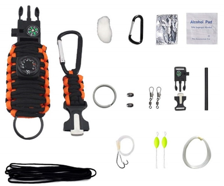 Survival kit med 12 tilbehør - Orange