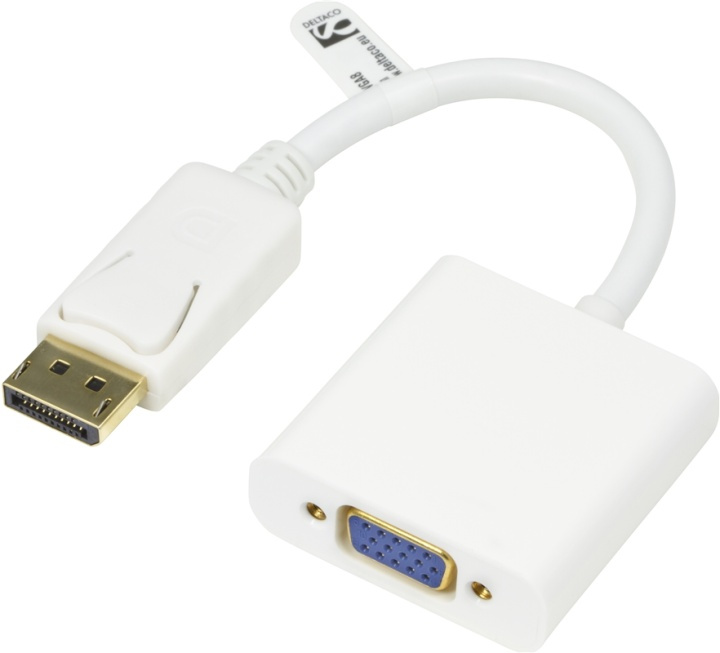 DELTACO DisplayPort til VGA-adapter, 20-pin han - 15-pin hun, 0,2m, hv i gruppen COMPUTERTILBEHØR / Kabler og adaptere / DisplayPort / Adaptere hos TP E-commerce Nordic AB (38-16787)