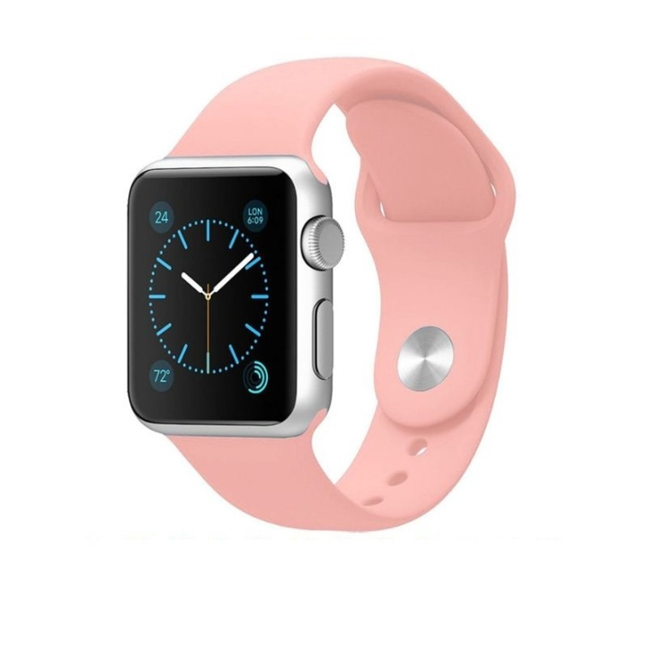 Silikoneurrem kompatibel med Apple Watch, 42/44 mm, pink i gruppen SMARTPHONES & TABLETS / Træning, hjem og fritid / Apple Watch & Tilbehør / Tilbehør hos TP E-commerce Nordic AB (38-29502)