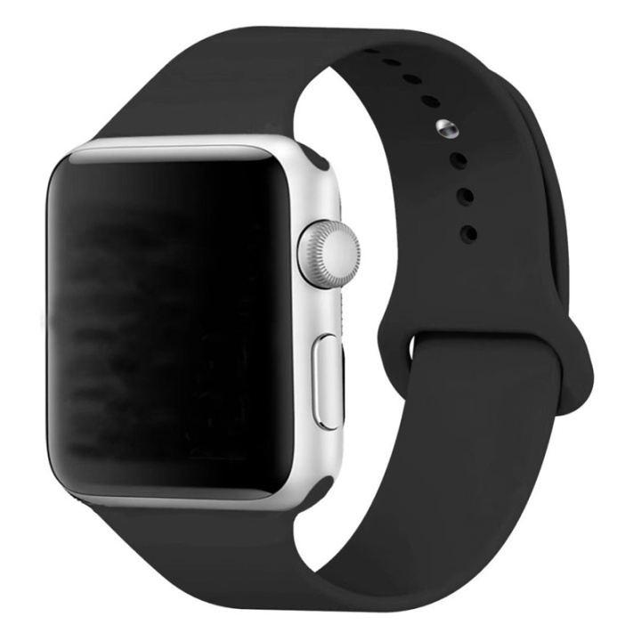 Silikoneurrem kompatibel med Apple Watch, 42 mm, sort i gruppen SMARTPHONES & TABLETS / Træning, hjem og fritid / Apple Watch & Tilbehør / Tilbehør hos TP E-commerce Nordic AB (38-29505)