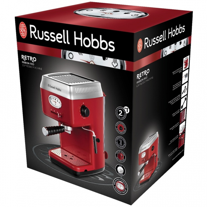 Russell Hobbs Retro 28250-56 Kaffemaskine Rød i gruppen HJEM, HUS & HAVE / Husholdningsapparater / Kaffe og espresso / Espressomaskiner hos TP E-commerce Nordic AB (38-46021)