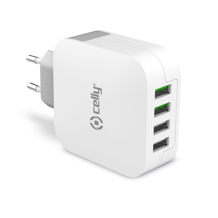 Celly USB-laddare 4xUSB 4,8A i gruppen SMARTPHONES & TABLETS / Opladere og kabler / Vægoplader / Vægoplader USB hos TP E-commerce Nordic AB (38-50657)