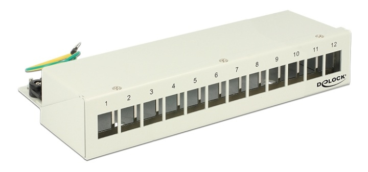 DeLOCK patch panel, 12 ports, for keystone modules, shielded, gray i gruppen COMPUTERTILBEHØR / Netværk / Switches hos TP E-commerce Nordic AB (38-52947)