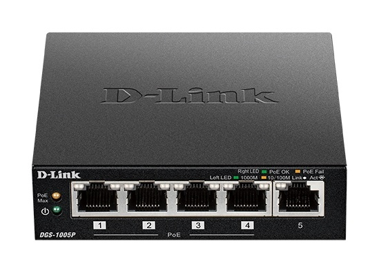 D-Link 5-Port Desktop Gigabit PoE+ Switch i gruppen COMPUTERTILBEHØR / Netværk / Switches hos TP E-commerce Nordic AB (38-74799)