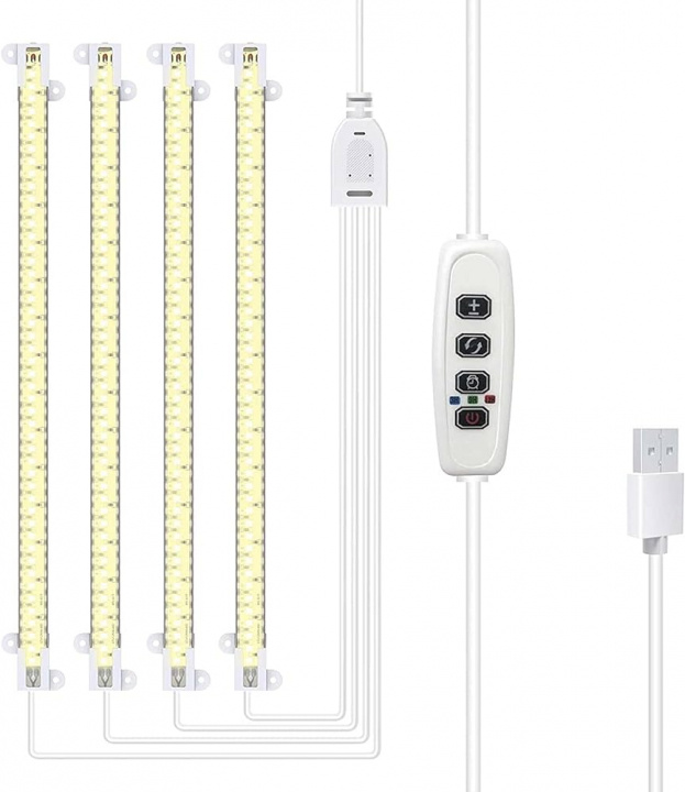 LED plantevækstlys - Fuldspektret LED-lys med timerfunktion til indendørs dyrkning, 4 stk. LED-strips, 33 cm i gruppen HJEMMEELEKTRONIK / Lys / LED-kæder hos TP E-commerce Nordic AB (38-84381)