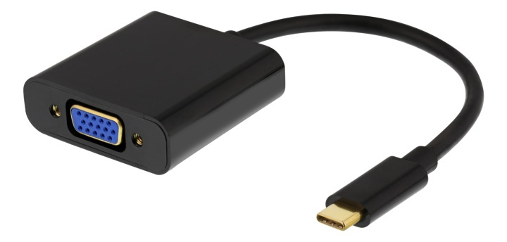 DELTACO USB-C to VGA adapter w. audio, 1080p 60Hz, 0,2m, black i gruppen COMPUTERTILBEHØR / Kabler og adaptere / USB / USB-C hos TP E-commerce Nordic AB (38-93665)