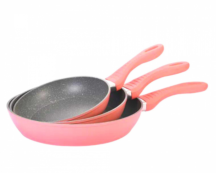 3-piece frying pan set, induction, scratch-free frying pan, non-stick, marble, pink i gruppen HJEM, HUS & HAVE / Køkkenredskaber / Stegepander hos TP E-commerce Nordic AB (38-94737)