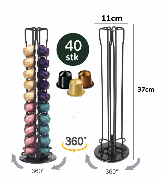 Coffee capsule rack - rotatable, 40 capsules - Nespresso i gruppen HJEM, HUS & HAVE / Husholdningsapparater / Kaffe og espresso / Kaffekapslar hos TP E-commerce Nordic AB (38-94747)