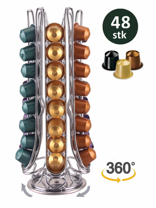 Coffee capsule rack - rotatable, 48 capsules - Nespresso i gruppen HJEM, HUS & HAVE / Husholdningsapparater / Kaffe og espresso / Kaffekapslar hos TP E-commerce Nordic AB (38-94748)