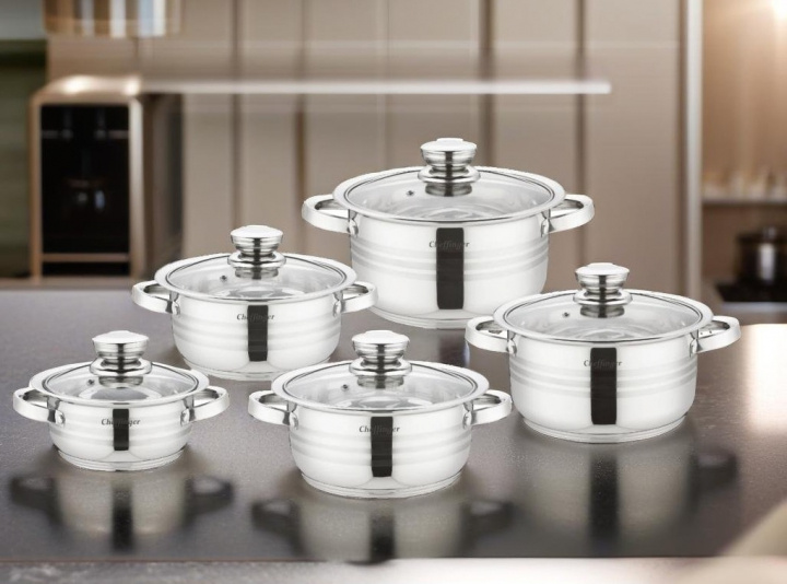 10-piece stainless steel casserole set, Induction saucepan, Stainless steel lid i gruppen HJEM, HUS & HAVE / Køkkenredskaber / Gryder og kasseroller hos TP E-commerce Nordic AB (38-94752)