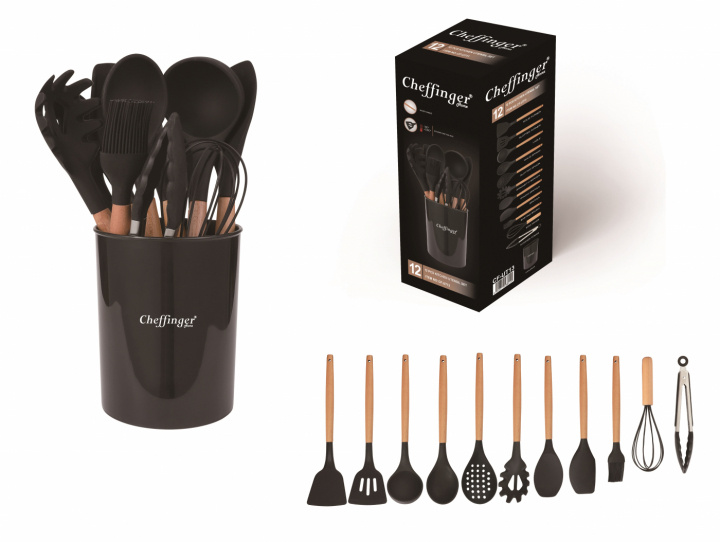 12-piece cookware set, silicone, wooden handle i gruppen HJEM, HUS & HAVE / Køkkenredskaber / Øvrige køkkenredskaber hos TP E-commerce Nordic AB (38-94757)