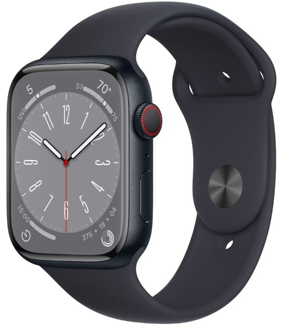 Apple Watch Series 8 GPS + Cellular, 41mm, Midnight sport band i gruppen SMARTPHONES & TABLETS / Træning, hjem og fritid / Apple Watch & Tilbehør / Apple Watch hos TP E-commerce Nordic AB (38-95879)