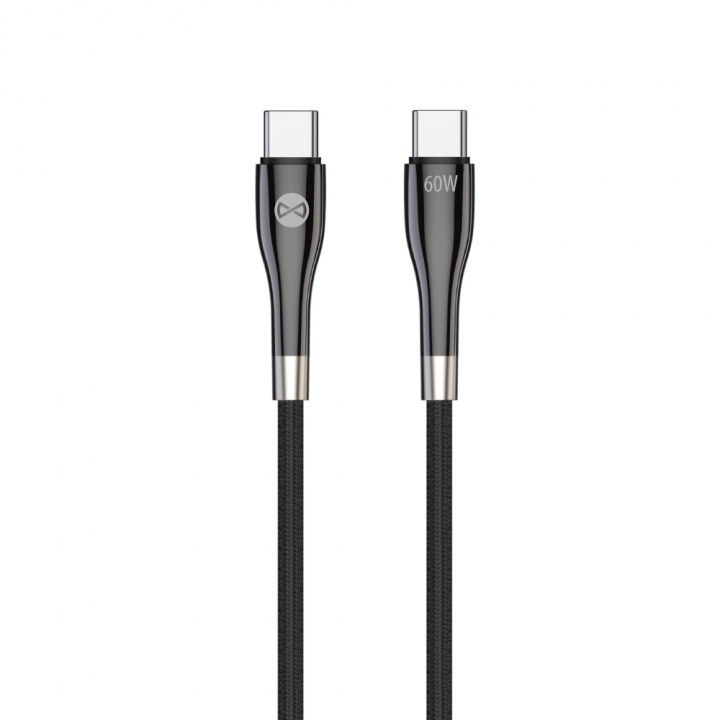 Forever Elegant kabel USB-C - USB-C 1,0 m 60W sort i gruppen COMPUTERTILBEHØR / Kabler og adaptere / USB / USB-C hos TP E-commerce Nordic AB (38-97655)