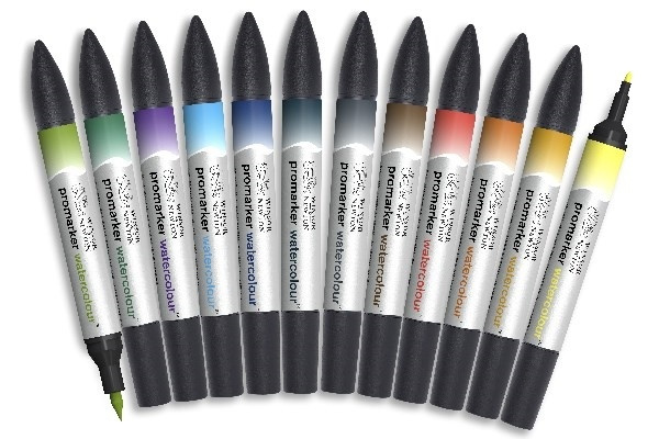 WINSOR Watercolour marker set, landscape tones 12pcs i gruppen SPORT, FRITID & HOBBY / Hobby / Mal & Tegn / Kuglepenne, Farveblyanter & Tuschpenne hos TP E-commerce Nordic AB (A01325)