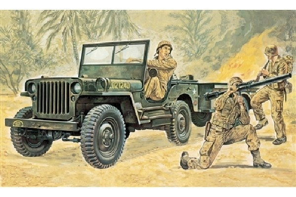 Italeri 1:35 Willys MB Jeep with Trailer i gruppen SPORT, FRITID & HOBBY / Hobby / Plastik modeller / Militære køretøjer (land) hos TP E-commerce Nordic AB (A07059)