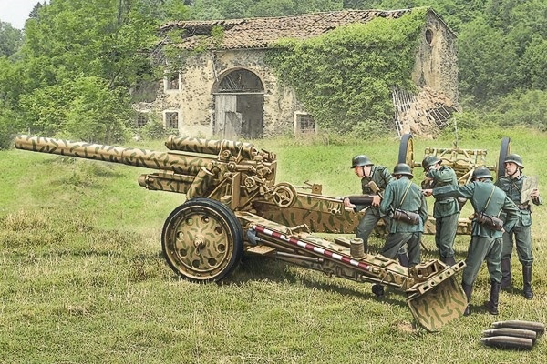 Italeri 1:72 15 cm Field Howitzer / 10,5 cm Field Gun i gruppen SPORT, FRITID & HOBBY / Hobby / Plastik modeller / Militære køretøjer (land) hos TP E-commerce Nordic AB (A07316)