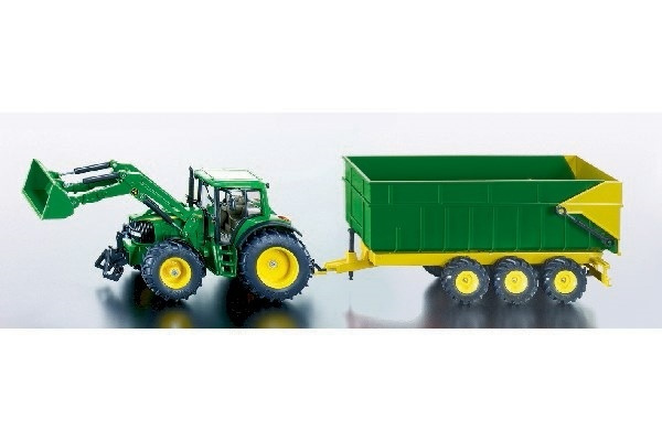 John Deere med Frontlastare och Släp, Grön i gruppen LEGETØJ, BØRN & BABY / Legetøj / Legetøjsbiler hos TP E-commerce Nordic AB (A09981)