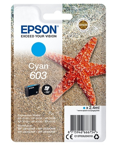 Epson Singlepack Cyan 603 Ink i gruppen COMPUTERTILBEHØR / Printere og tilbehør / Blæk og toner / Blækpatroner / Epson hos TP E-commerce Nordic AB (A14118)