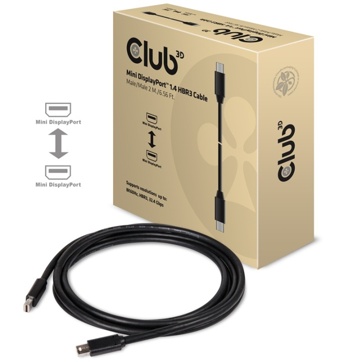 CLUB3D Mini DisplayPort 1.4 Cable HBR3 8K60Hz Male / Male 2 mtr. / 6.56 Ft. i gruppen COMPUTERTILBEHØR / Kabler og adaptere / DisplayPort / Kabler hos TP E-commerce Nordic AB (A14573)