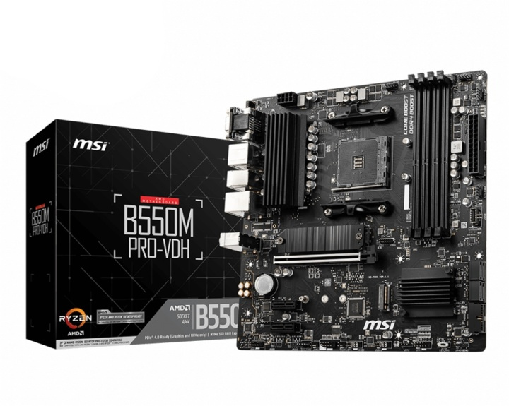 MSI B550M PRO-VDH moderkort AMD B550 Uttag AM4 micro ATX i gruppen COMPUTERTILBEHØR / Computerkomponenter / Bundkort hos TP E-commerce Nordic AB (A15181)