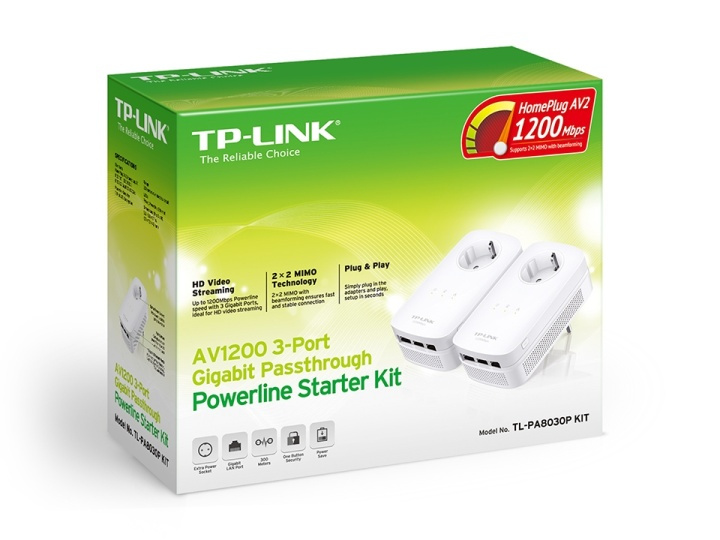 TP-LINK TL-PA8030PKIT 1200 Mbit/s Nätverksansluten (Ethernet) Vit 2 styck i gruppen COMPUTERTILBEHØR / Netværk / Homeplug/Powerline hos TP E-commerce Nordic AB (A15348)