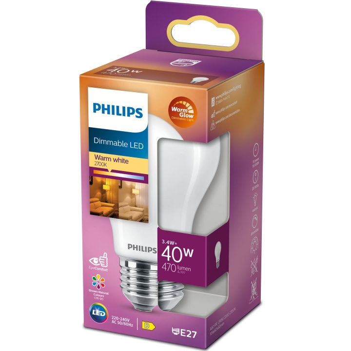 Philips LED E27 Normal 40W Frost Dimba i gruppen HJEMMEELEKTRONIK / Lys / LED lamper hos TP E-commerce Nordic AB (A19301)