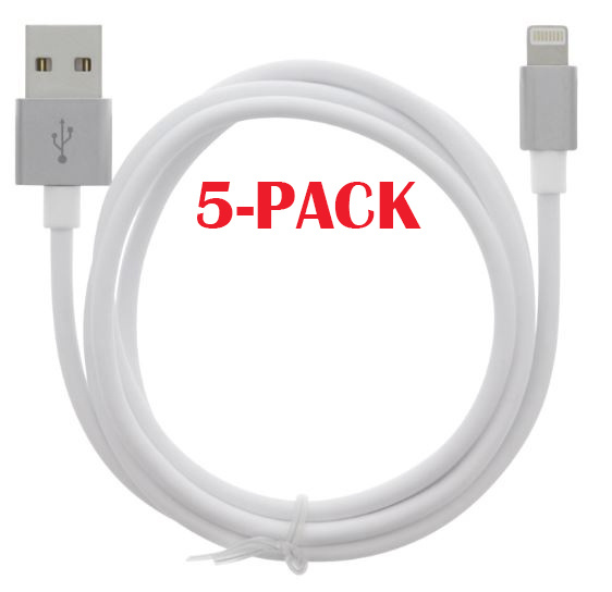 5-PACK Kabel USB-A - Lightning 2.4A, 1m, hvid i gruppen SMARTPHONES & TABLETS / Opladere og kabler / Kabler / Kabler Lightning hos TP E-commerce Nordic AB (A22404PKT5)