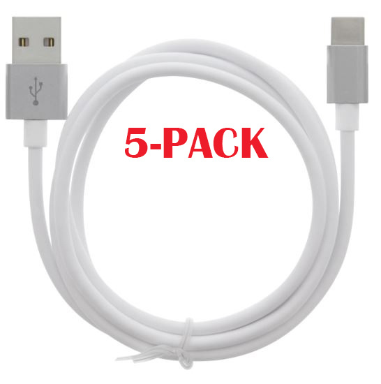 5-PACK Kabel USB-A - USB-C 2.4A, 1m, hvid i gruppen SMARTPHONES & TABLETS / Opladere og kabler / Kabler / Kabler Type C hos TP E-commerce Nordic AB (A22405PKT5)