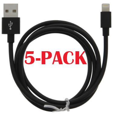 5-PACK Kabel USB-A - Lightning 2.4A, 1m, Sort i gruppen SMARTPHONES & TABLETS / Opladere og kabler / Kabler / Kabler Lightning hos TP E-commerce Nordic AB (A22407PKT5)