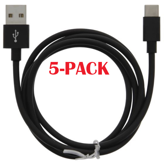 5-PACK Kabel USB-A - USB-C 2.4A, 1m, Sort i gruppen SMARTPHONES & TABLETS / Opladere og kabler / Kabler / Kabler Type C hos TP E-commerce Nordic AB (A22408PKT5)