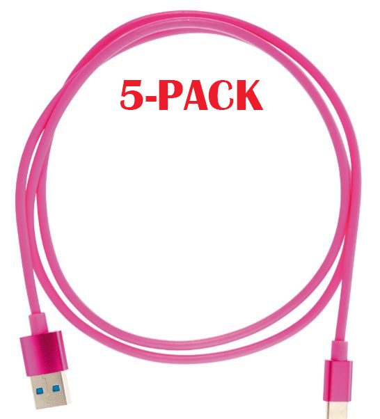 5-PACK Kabel USB-A - USB-C 2.4A, 1m, Pink i gruppen SMARTPHONES & TABLETS / Opladere og kabler / Kabler / Kabler Type C hos TP E-commerce Nordic AB (A22411PKT5)