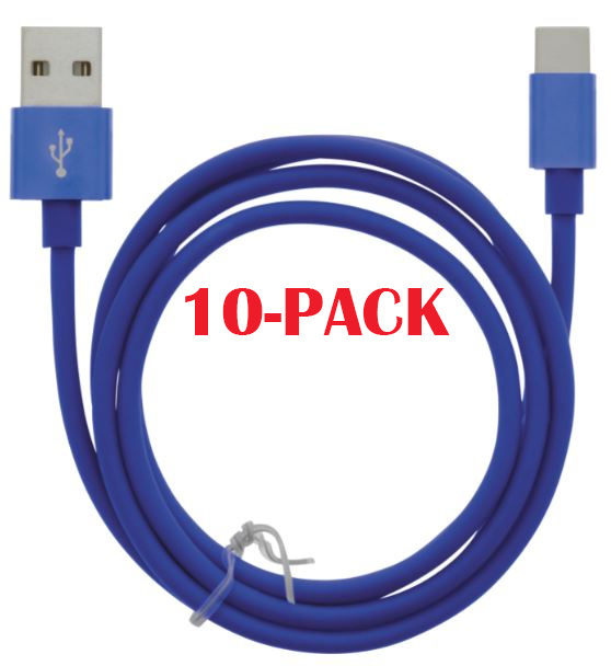 10-PACK Kabel USB-A - USB-C 2.4A, 1m, Blå i gruppen SMARTPHONES & TABLETS / Opladere og kabler / Kabler / Kabler Type C hos TP E-commerce Nordic AB (A22414PKT10)