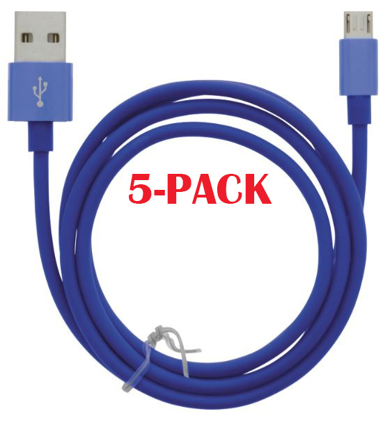 5-PACK Kabel USB-A - MicroUSB 2.4A, 1m, Blå i gruppen SMARTPHONES & TABLETS / Opladere og kabler / Kabler / Kabler microUSB hos TP E-commerce Nordic AB (A22415PKT5)