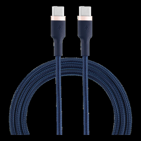 EPZI USB-C till USB-C-kabel, 60W, Flätad, 1m - Marinblå i gruppen SMARTPHONES & TABLETS / Opladere og kabler / Kabler / Kabler Type C hos TP E-commerce Nordic AB (A22562)