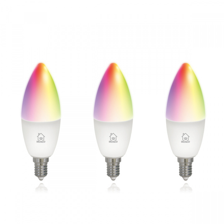 Deltaco SH-LE14RGB-3P Smart Bulbs E14, 5W, 2700K-6500K, 3-pack i gruppen HJEM, HUS & HAVE / Smart hjem / Smart belysning hos TP E-commerce Nordic AB (A22601)