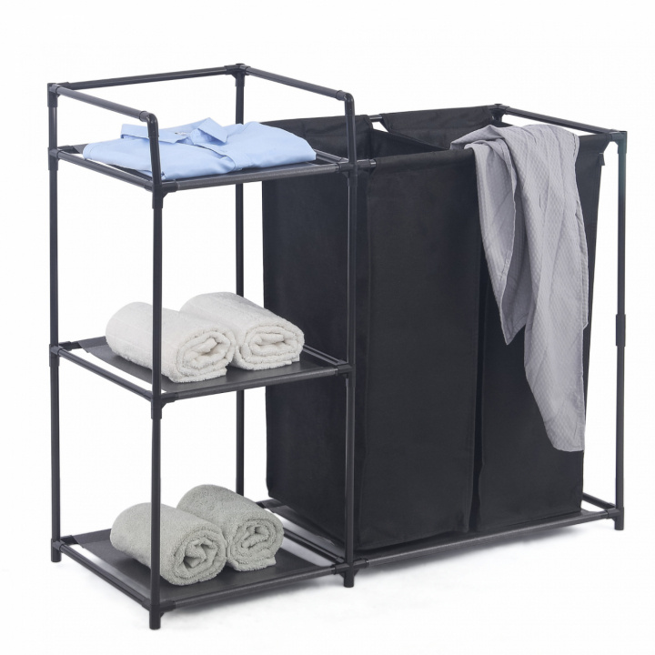 Herzberg HG-04531: 2 Detachable Bag Laundry Sorter with 3-Tier Storage Shelf i gruppen HJEM, HUS & HAVE / Rengøringsmidler / Vaskemaskine hos TP E-commerce Nordic AB (A22607)