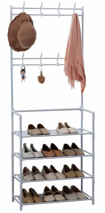 Herzberg Segmented Hallstand Clothes Hanger with 4 Shelves Shoe Rack - 60x155cm i gruppen HJEM, HUS & HAVE / Interiør / Opbevaring hos TP E-commerce Nordic AB (A22611)