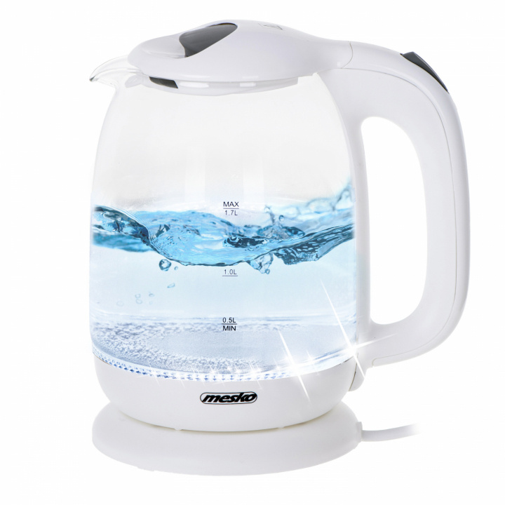 Mesko MS 1302 Kettle glass 1,7 L, White i gruppen HJEM, HUS & HAVE / Husholdningsapparater / Vand & Juice / Elkedel hos TP E-commerce Nordic AB (A22660)