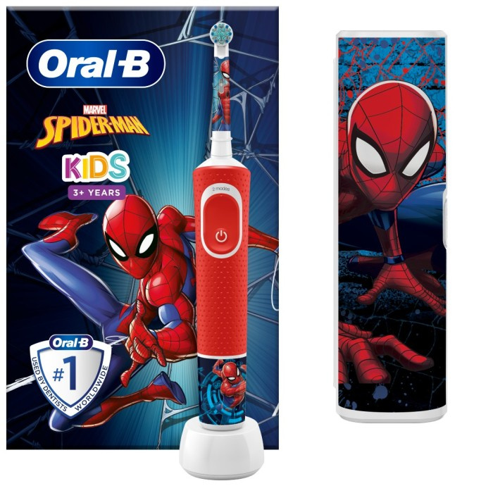 Oral-B Vitality Kids Spiderman + Travel Case i gruppen SKØNHED & HELSE / Oral pleje / Elektriske tandbørster hos TP E-commerce Nordic AB (A22662)