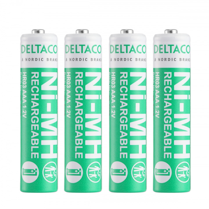 DELTACO Ultimate Ni-Mh genopladelig, LR03/AAA størrelse, 750mAh, 4-pak(SG) i gruppen HJEMMEELEKTRONIK / Batterier og opladere / Genopladelige batterier / AAA hos TP E-commerce Nordic AB (A22871)