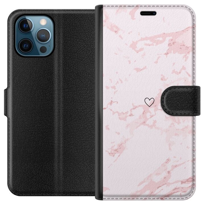 Tegnebogsetui til Apple iPhone 12 Pro med Rosa Hjerte motiv i gruppen SMARTPHONES & TABLETS / Mobil Beskyttelse / Apple / iPhone 12 hos TP E-commerce Nordic AB (A50293)