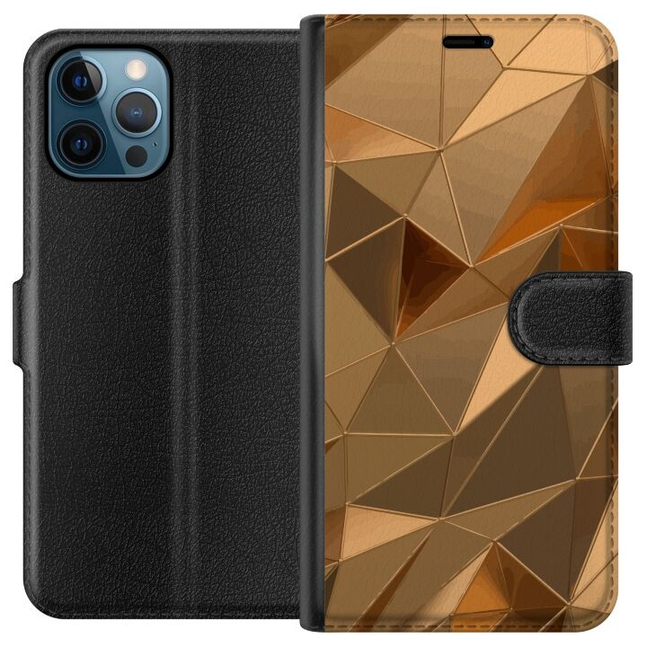 Tegnebogsetui til Apple iPhone 12 Pro med 3D Guld motiv i gruppen SMARTPHONES & TABLETS / Mobil Beskyttelse / Apple / iPhone 12 hos TP E-commerce Nordic AB (A50294)