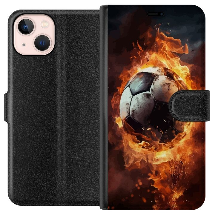 Tegnebogsetui til Apple iPhone 13 mini med Fodbold motiv i gruppen SMARTPHONES & TABLETS / Mobil Beskyttelse / Apple / iPhone 13 Mini hos TP E-commerce Nordic AB (A50453)