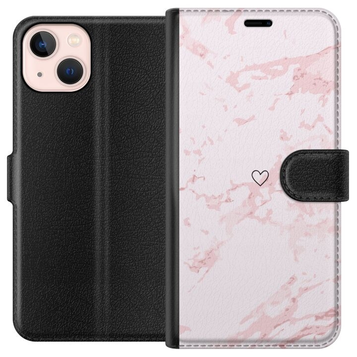 Tegnebogsetui til Apple iPhone 13 mini med Rosa Hjerte motiv i gruppen SMARTPHONES & TABLETS / Mobil Beskyttelse / Apple / iPhone 13 Mini hos TP E-commerce Nordic AB (A50455)