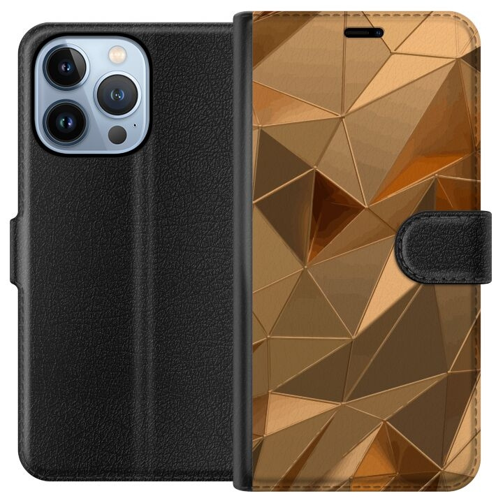 Tegnebogsetui til Apple iPhone 13 Pro med 3D Guld motiv i gruppen SMARTPHONES & TABLETS / Mobil Beskyttelse / Apple / iPhone 13 Pro hos TP E-commerce Nordic AB (A50510)