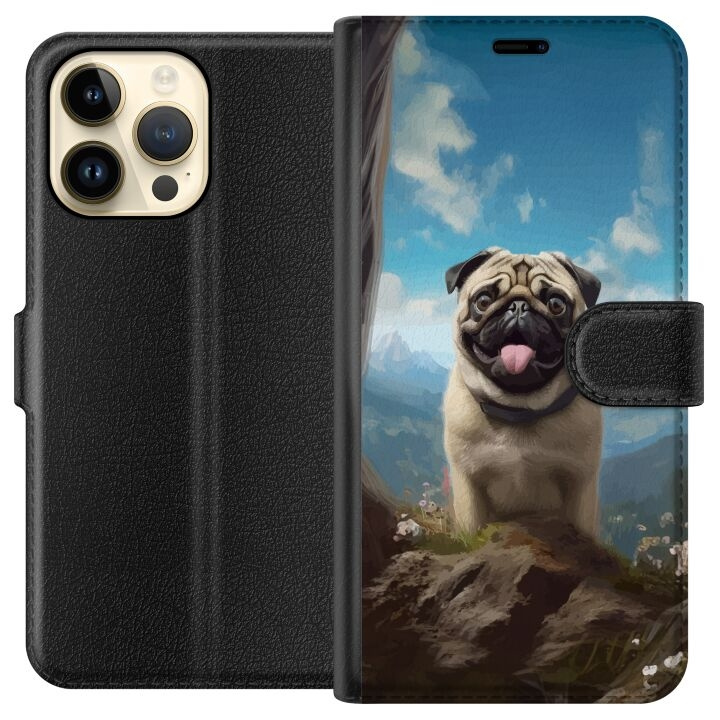 Tegnebogsetui til Apple iPhone 14 Pro Max med Glad Hund motiv i gruppen SMARTPHONES & TABLETS / Mobil Beskyttelse / Apple / iPhone 14 hos TP E-commerce Nordic AB (A50774)