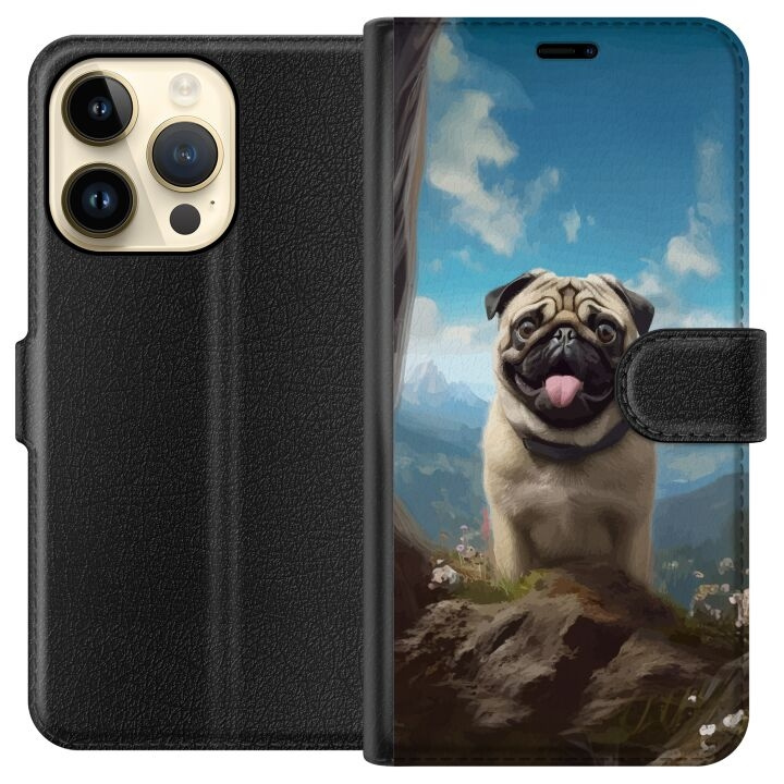 Tegnebogsetui til Apple iPhone 15 Pro med Glad Hund motiv i gruppen SMARTPHONES & TABLETS / Mobil Beskyttelse / Apple / iPhone 15 hos TP E-commerce Nordic AB (A50882)