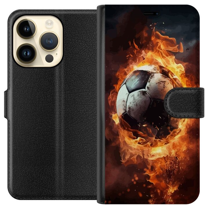 Tegnebogsetui til Apple iPhone 15 Pro med Fodbold motiv i gruppen SMARTPHONES & TABLETS / Mobil Beskyttelse / Apple / iPhone 15 hos TP E-commerce Nordic AB (A50885)