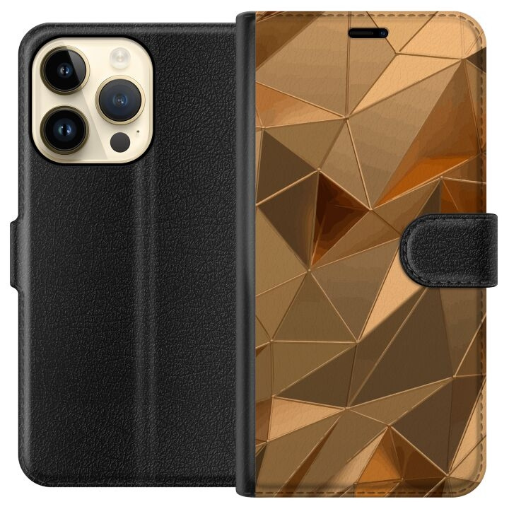 Tegnebogsetui til Apple iPhone 15 Pro med 3D Guld motiv i gruppen SMARTPHONES & TABLETS / Mobil Beskyttelse / Apple / iPhone 15 hos TP E-commerce Nordic AB (A50888)