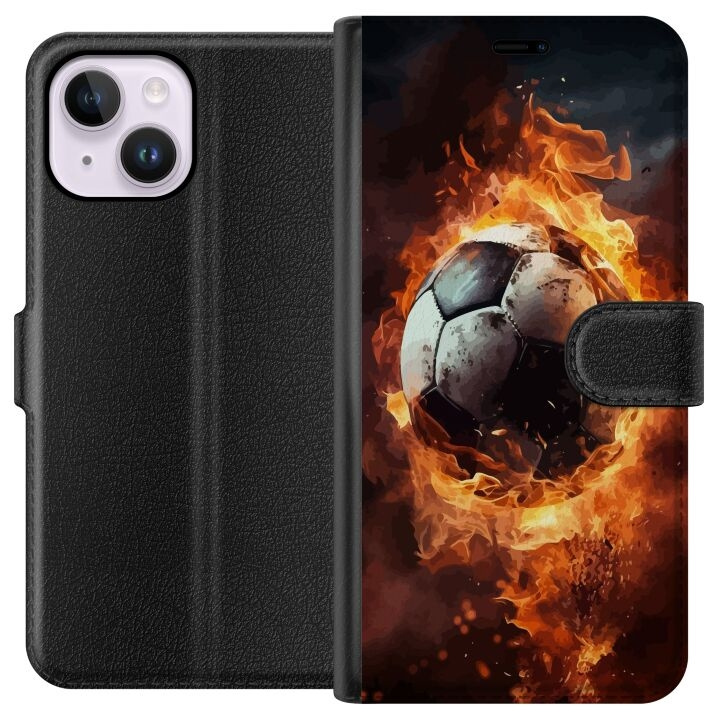 Tegnebogsetui til Apple iPhone 15 Plus med Fodbold motiv i gruppen SMARTPHONES & TABLETS / Mobil Beskyttelse / Apple / iPhone 15 hos TP E-commerce Nordic AB (A50939)